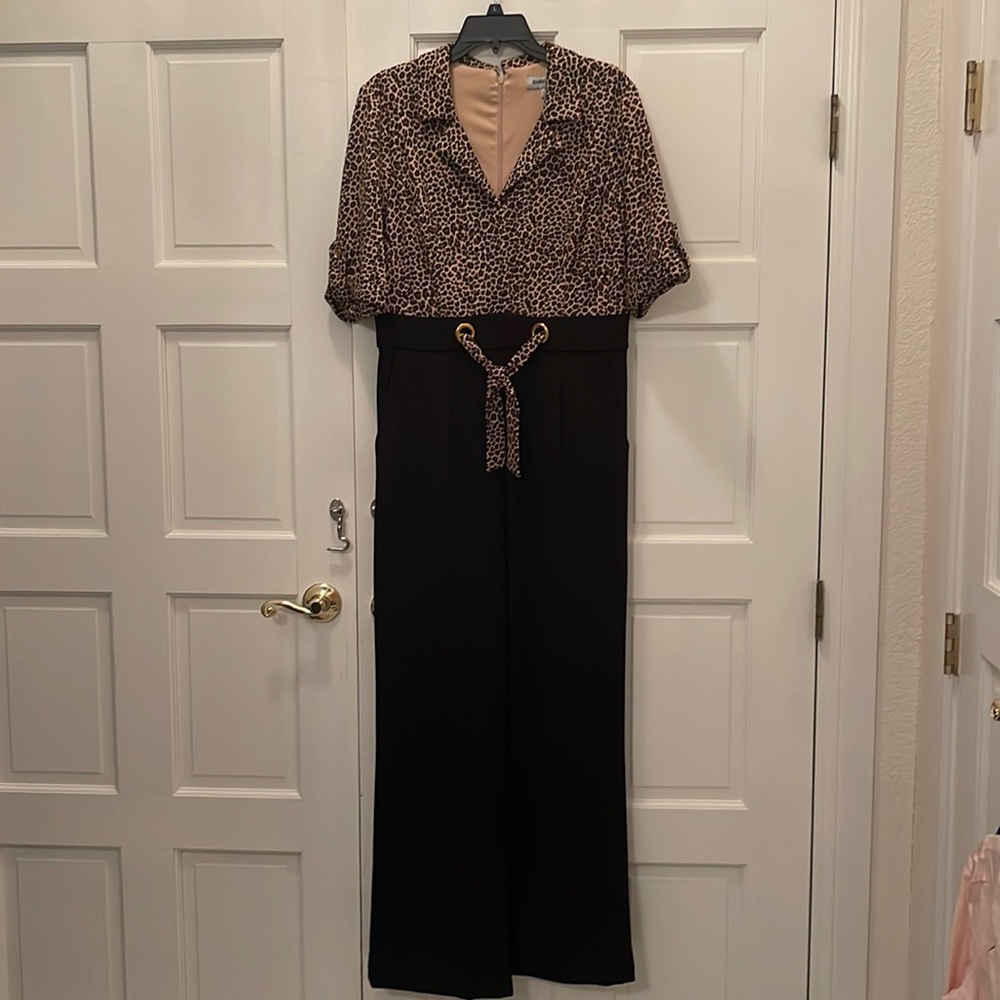Leopard and black jumpsuit